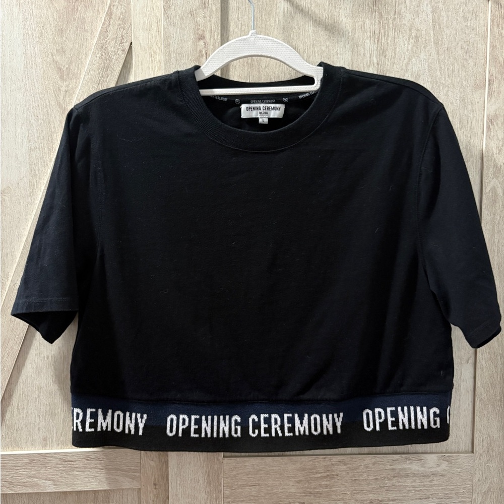 Opening Ceremony Black Short Sleeve Crop Top Tee